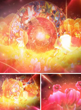 歌曲牡丹之歌舞台表演背景 led动态视频 唯美大气 粒子光效牡丹花