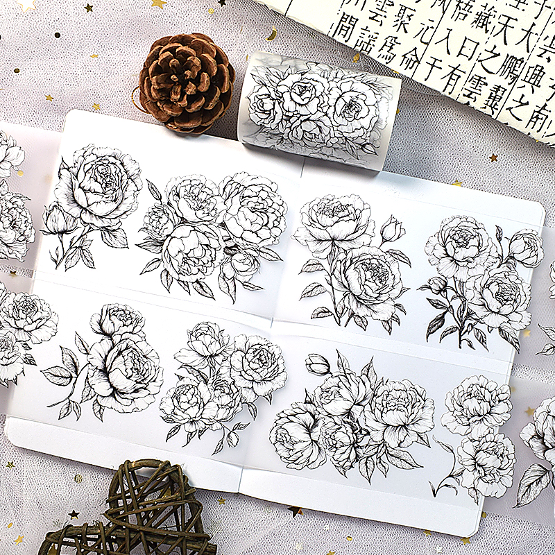 五宝文创pet贝壳光胶带花卉手帐