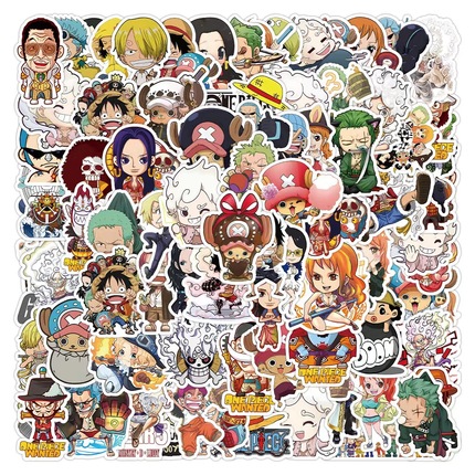 100张海贼王贴纸航海onepiece路飞索隆行李箱贴画笔记本电脑手机壳二次元动漫行李箱ipad装饰小粘贴手帐男生