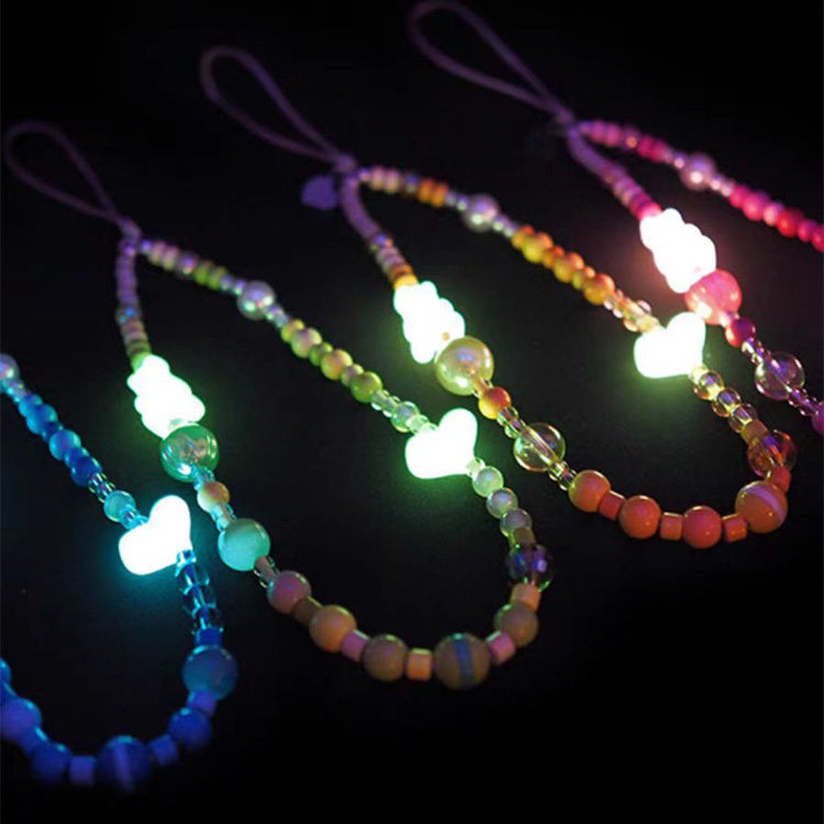 KA手机链子夜光小熊少女风珐琅多彩串珠挂绳原创 便携手机挂链