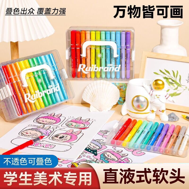 直液式丙烯马克笔软头不透可叠色图片