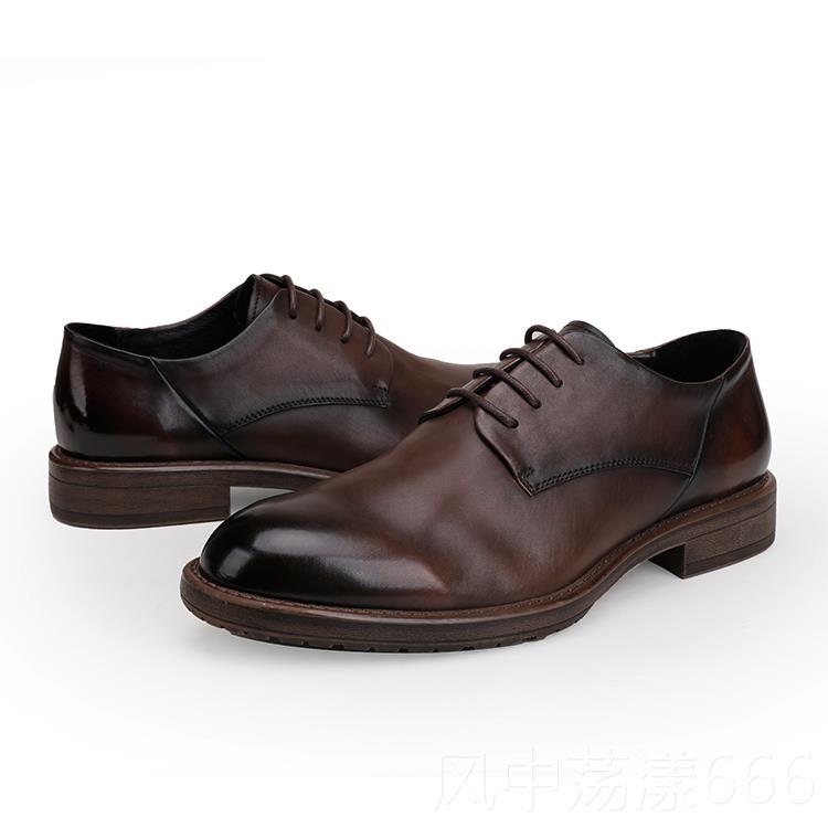 正品百臣大码婚真皮商务鞋男鞋款春秋季新透气比德新郎结复古正装