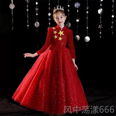 正品裙女童端礼服服儿童公主洋气主持人朗诵演出小女孩合高唱指挥