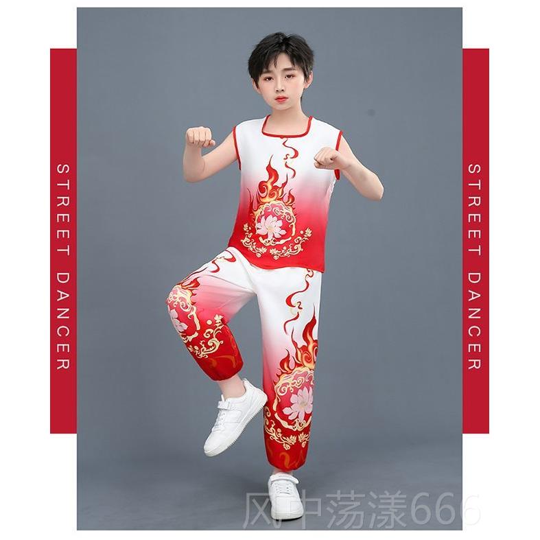 正品儿童打鼓夫服表演服风少运动会儿功中国比赛演出服学生武术训