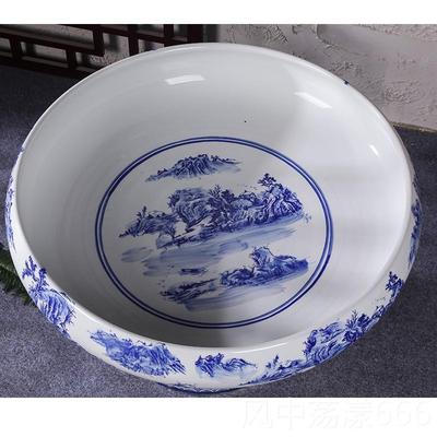 正品景德镇陶瓷鱼缸龟乌盆假山吸盆水石盆景大号特大上石水青花瓷