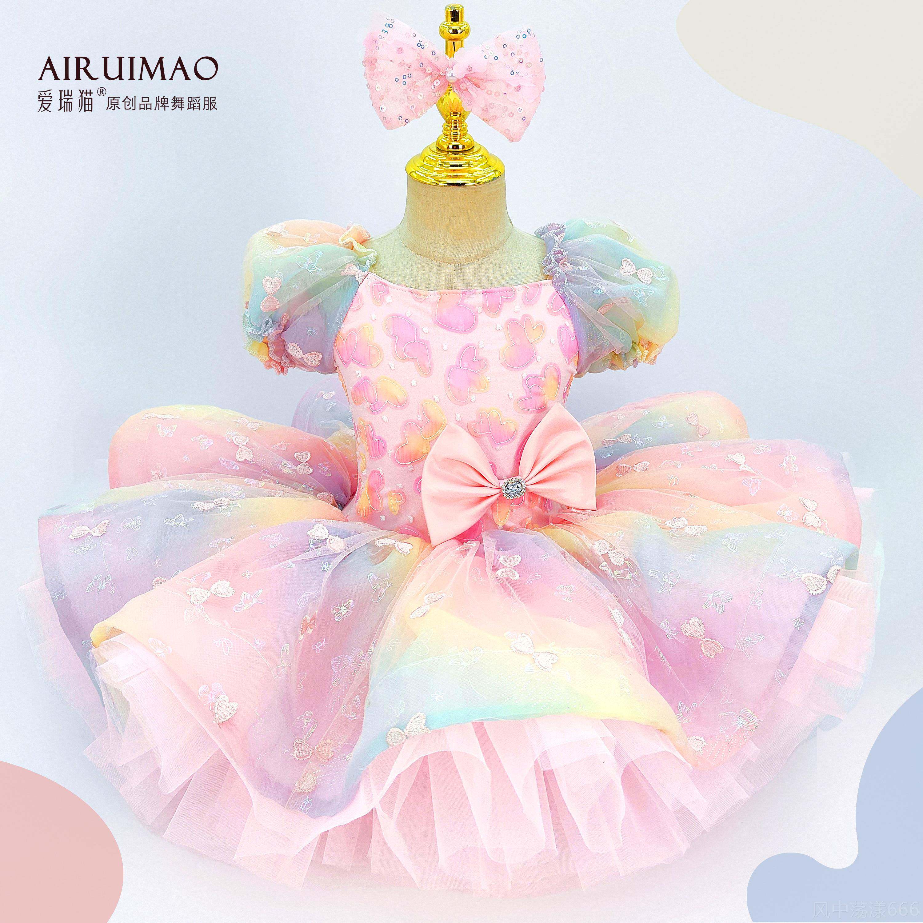 正品儿童蕾蹈舞服花朵亮片舞蹈演出服合唱服芭可爱女童公主蓬蓬纱