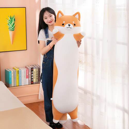正品柴犬公仔抱枕玩偶娃娃女生毛绒玩具抱抱熊长条床上狗睡觉男生