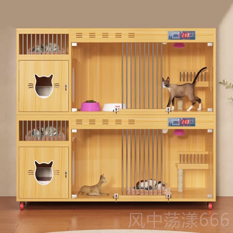 正品猫别墅实木柜猫窝恒温猫三层豪物华宠用展示柜家繁殖猫舍寄养