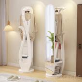 正品 实木多置功全身衣帽架家用能可旋转卧室挂衣物落地镜一体穿衣