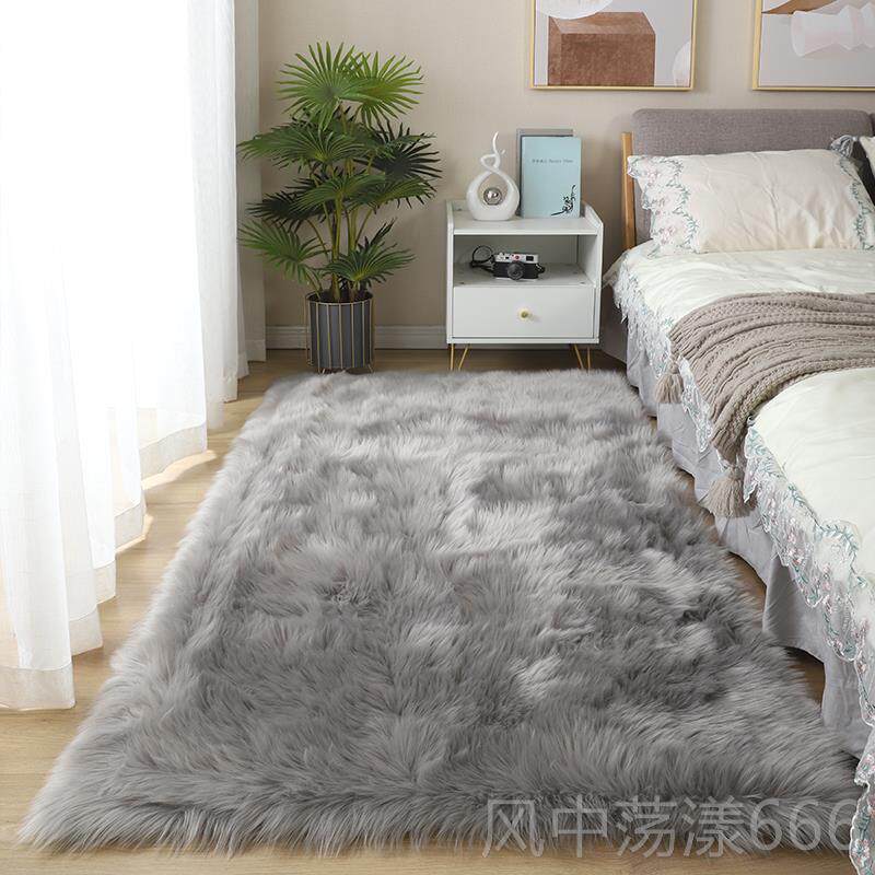 正品长绒白色地毯仿羊卧床边毯直播间拍照地垫室服装毛店橱窗装饰