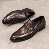 夏季 潮务流英伦风商装 鞋 真皮透气男韩版 正尖头一脚蹬男 休闲 正品