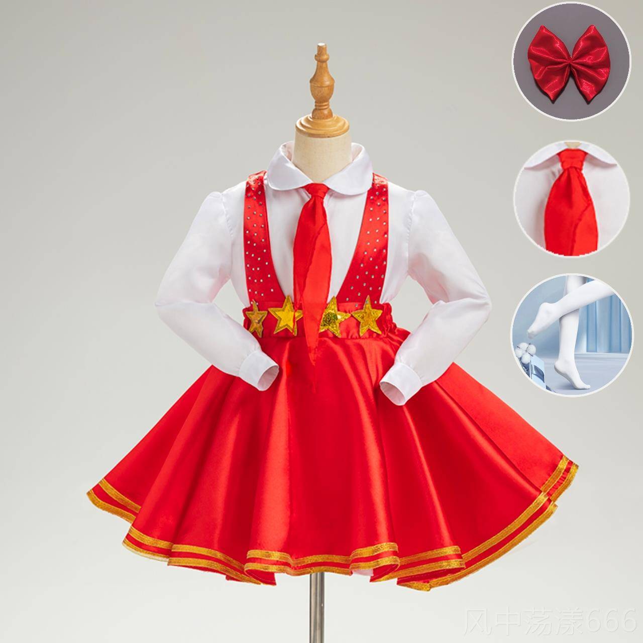 正品六儿童演蹈出服小学生合唱团红领舞台装儿童巾大合唱表演服舞