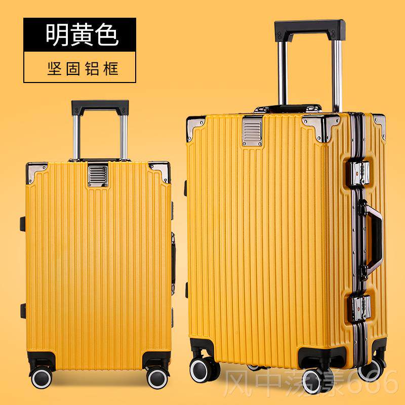 正品行李箱拉杆箱铝框旅行箱万向轮20女2男2密码64寸大容小量蓝色