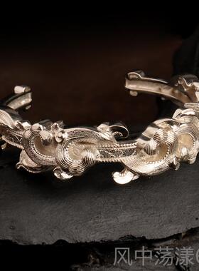 正品蒙客原物子创银手镯情侣纯银个性银送镯男女款情人节礼女友民