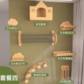 大型猫小户型城猫超堡实木猫架大麻绳猫 猫爬架墙壁式 正品 定制日式