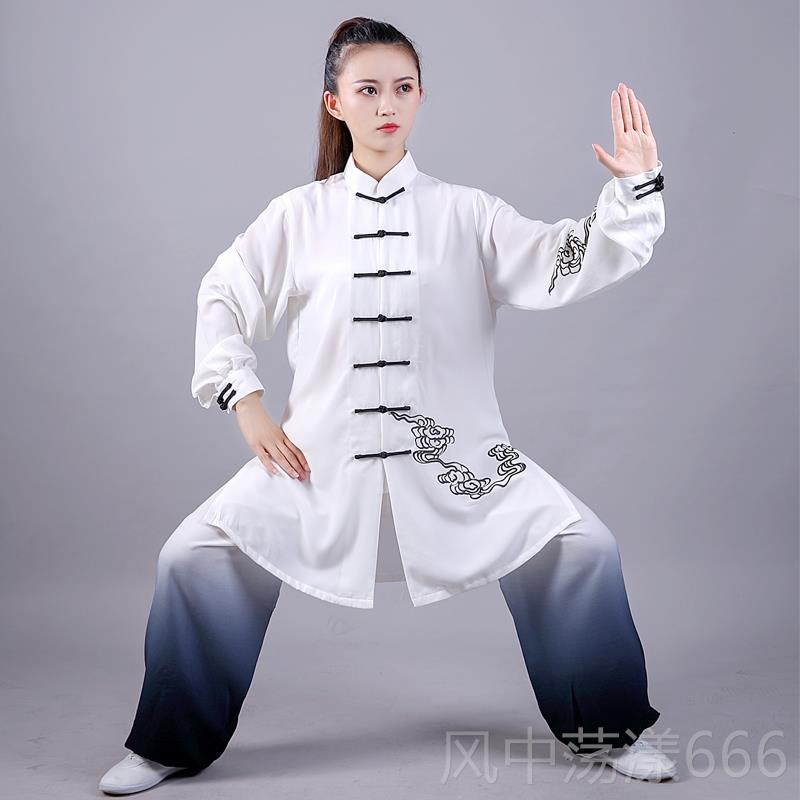 正品拳太极服男女202赛5新飘款逸水墨武字渐龙变色披纱比太极拳练图片
