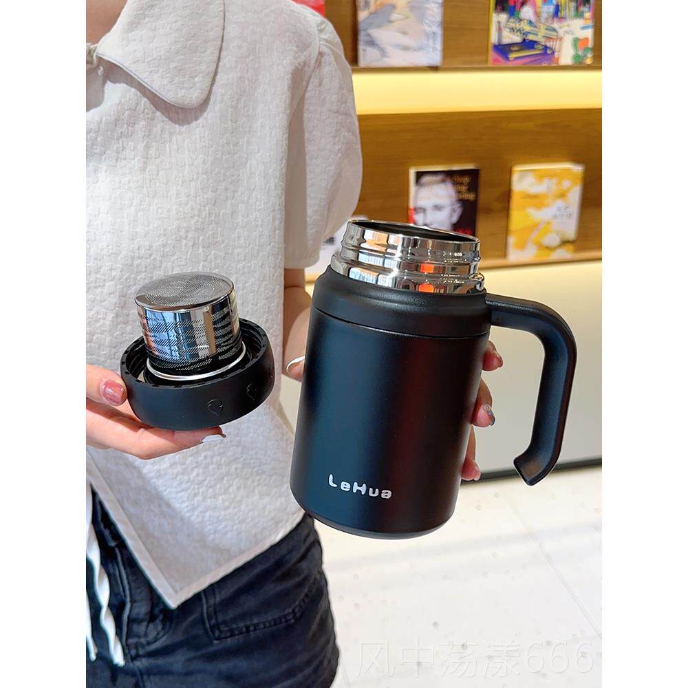 正品公商保温杯简约务男士商务泡茶杯茶水分离水杯高颜值子手柄办