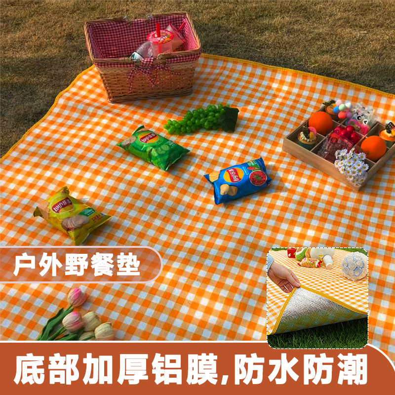 户外野餐垫防潮垫加厚便携野营垫亲子春游露营ins风草坪垫沙滩垫