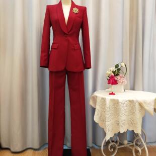 WEILIER秋季新款女主持人播音员上镜艺考主播西装套装通勤青果领