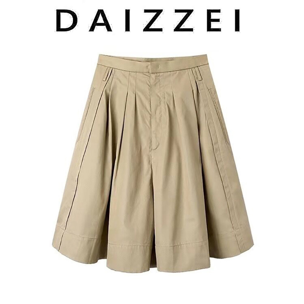 DAIZZEI2022夏新款设计感百搭显瘦阔腿裤百褶裙裤休闲五分裤女潮