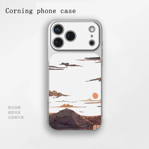 落日高山苹果iPhone17小羊皮手机保护壳适用于小米17一加Ace5至尊版华为Nova15OPPOfindx9proIQOO