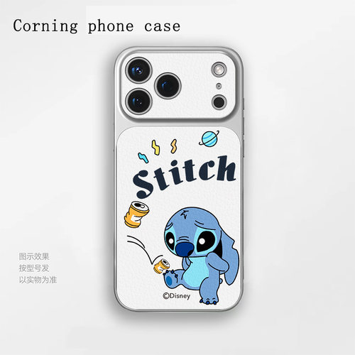 佛系史迪仔苹果iPhone17小羊皮手机保护壳适用于小米17一加Ace5至尊版华为Nova15OPPOfindx9proIQOO