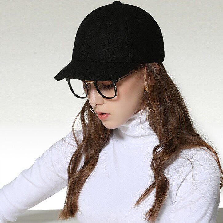 明星同款羊毛呢马术帽子ins男女chic秋冬加绒加厚保暖鸭舌帽黑色