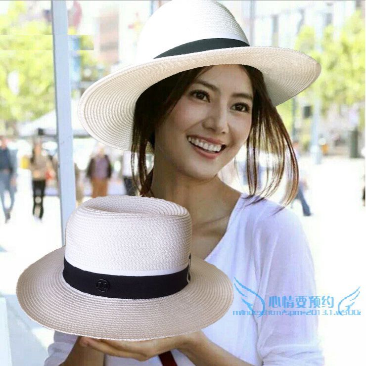 草帽高圆圆明星同款大沿沙滩帽子