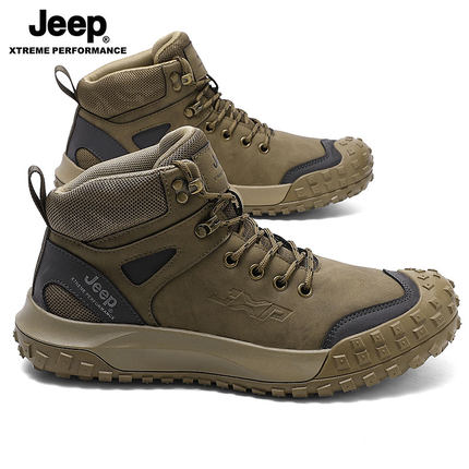 jeep男鞋秋冬季户外登山鞋防滑中年爸爸运动鞋高帮休闲鞋子徒步鞋