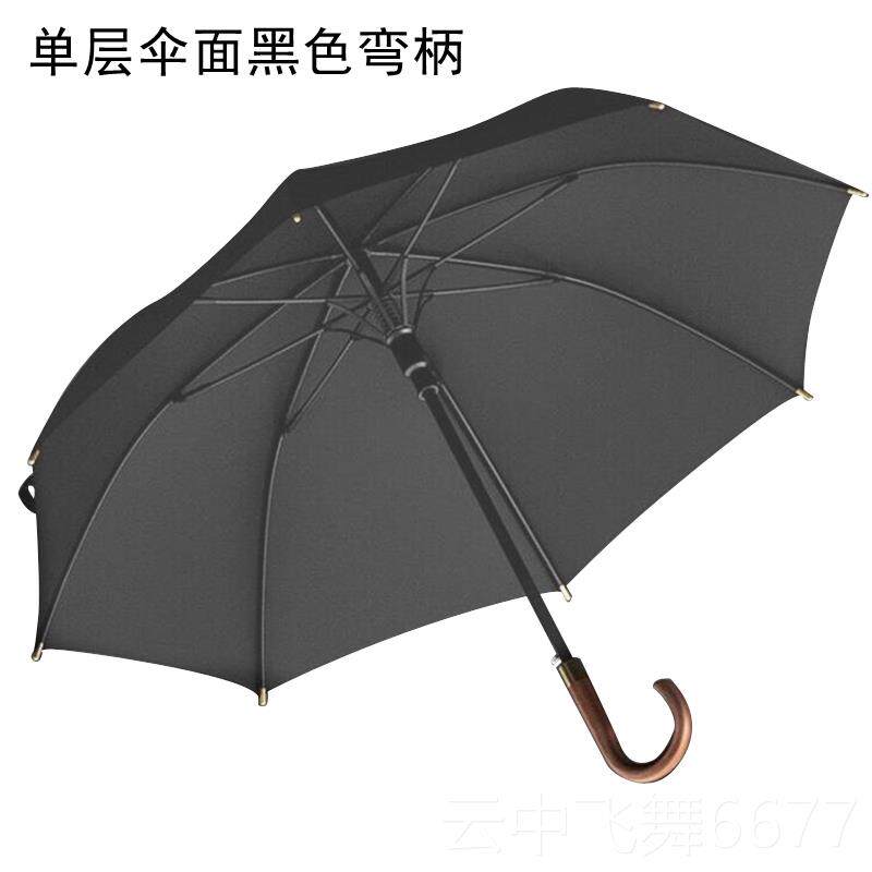 正品双层伞面抗强暴雨木头柄高尔伞夫双人雨伞长抗柄超大自风动商