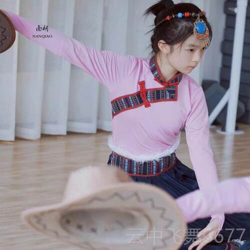 正品长新儿童舞表演服装藏少数民族舞女孩维鲁索舞半练蹈习裙