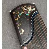 正品 专 黑檀红木檀挖嵌彩紫贝螺扬钿绢画初学业教学演奏州古筝正品