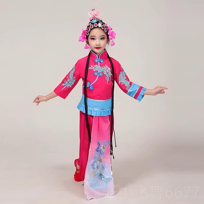 正品新戏款儿童粉墨春秋桃李杯演服俏花旦春表演装国韵华出曲翎毛