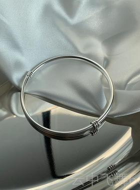 正品平一十七手作 9银99足银实手镯 安喜心乐招财纳福铃铛纯手环