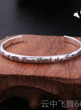 正品伊C瓦岚 UNDEROVER高桥字母镯手男女纯银开口盾覆古手环个性