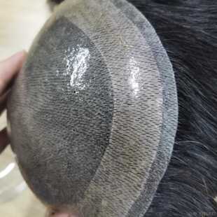正品全生物头假发皮男士真发短寸加纱真发手隐织超薄形前额中老年