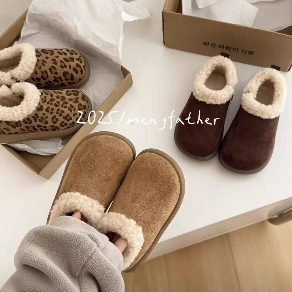 女童加绒勃肯鞋防滑小土豆毛毛鞋