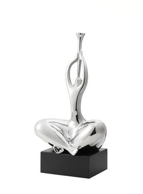 现代简约抽象陶瓷瑜伽人像摆件