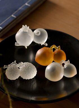 新中式水果树脂摆件桃子荔枝石榴