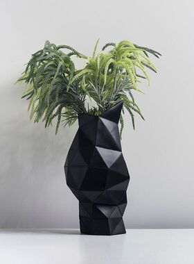 三角形组合花器摆件样板间插花树脂人脸装饰品家居客厅黑白