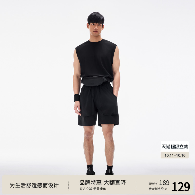 BODYDREAM BM轻量梭织短裤男夏宽松休闲大口袋裤子运动跑步四分裤