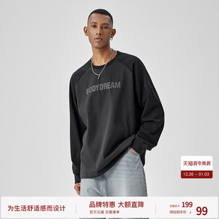 情侣卫衣纯棉重磅套头衫 BODYDREAM国潮插肩长袖 t恤男美式