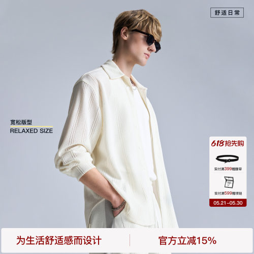 BODYDREAM经典ROW风镂空针织衬衣男春夏松弛感老钱风翻领衬衫外套