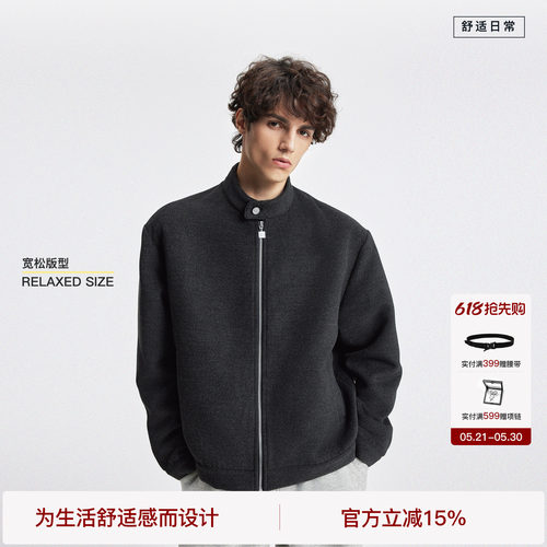 BODYDREAM毛呢外套男冬季高智通勤加厚夹克GeekChic短宽休闲上衣