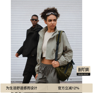 BODYDREAM高密梭织收腰显瘦外套女春款休闲宽松短款露脐梭织夹克