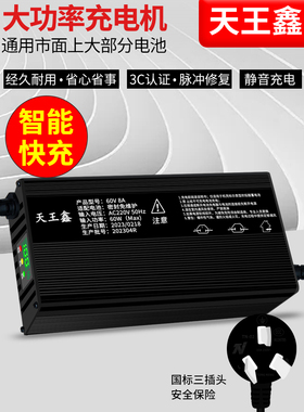 天王鑫铝壳大功率锂电池电瓶充电器60V67.2V69.4V71.4V73V8A9快充