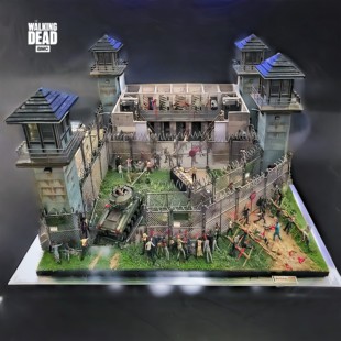 麦克法兰行尸走肉积木废弃监狱微缩场景1 建筑模型 35兼容乐高拼装