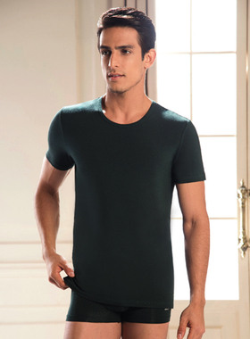 豪门男士弹力圆领短袖T恤再生纤维贴身舒适打底衫M552102