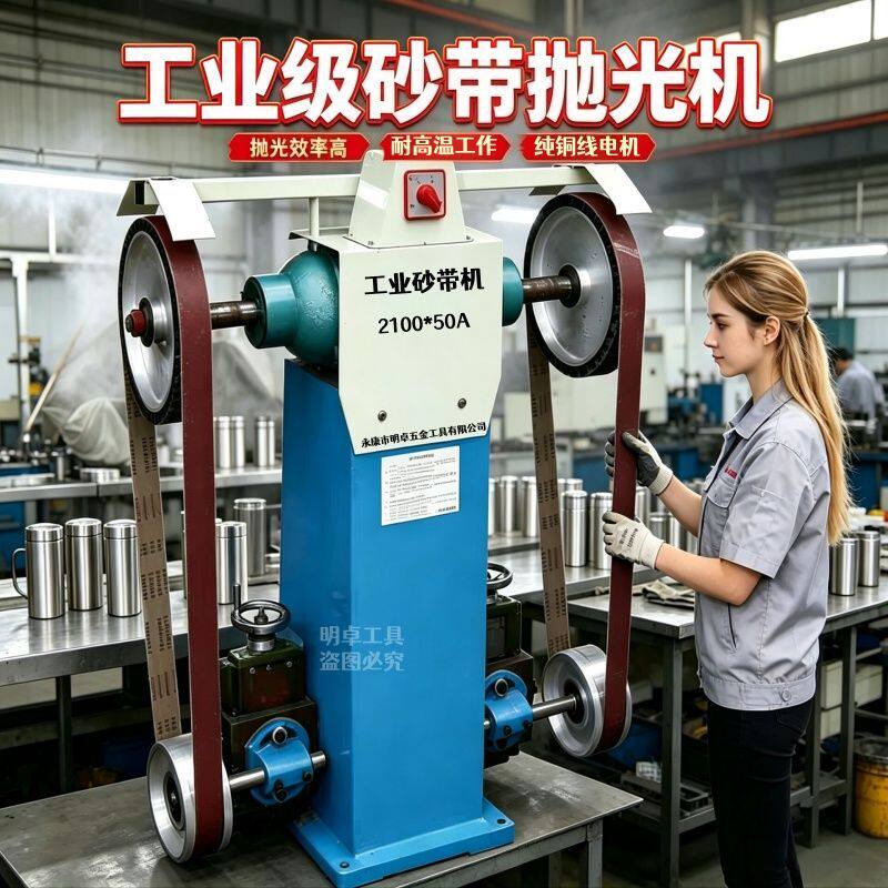 工业级立式砂带机尖头抛光机双工位打磨铸件焊缝打磨去毛刺砂磨机