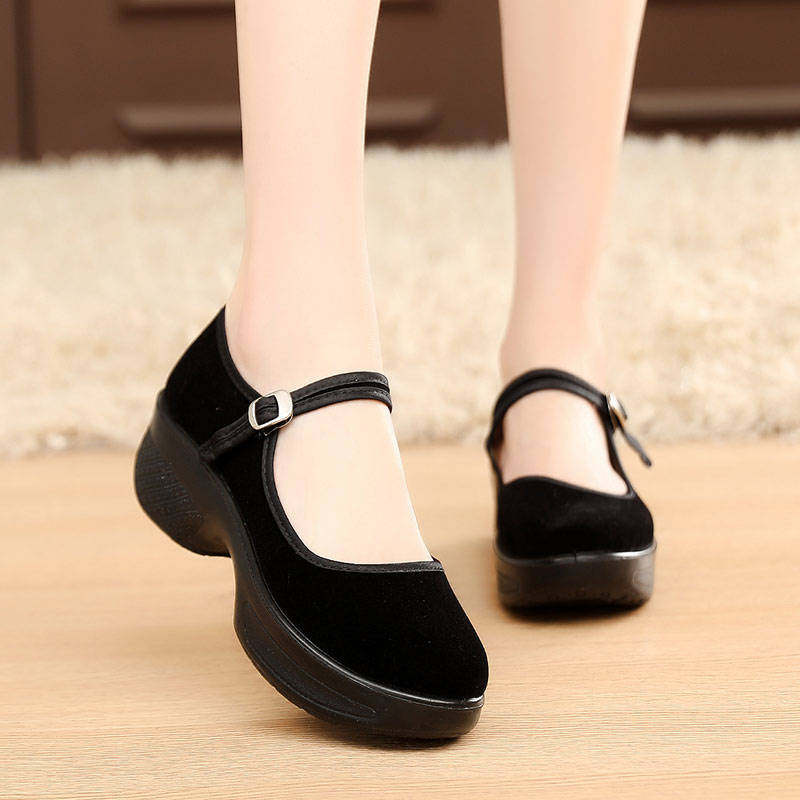 2021老北京布鞋低帮女鞋中跟软底广场舞鞋黑色一代厚底酒店工作鞋,女鞋,传统布鞋,淘宝优惠券,粉丝福利购,淘宝优惠卷